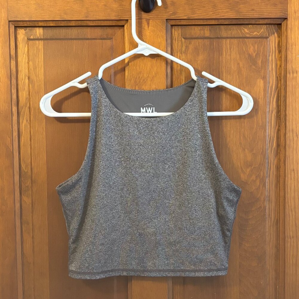 Madewell MWL Heather Charcoal Form Racerback Crop Tank
